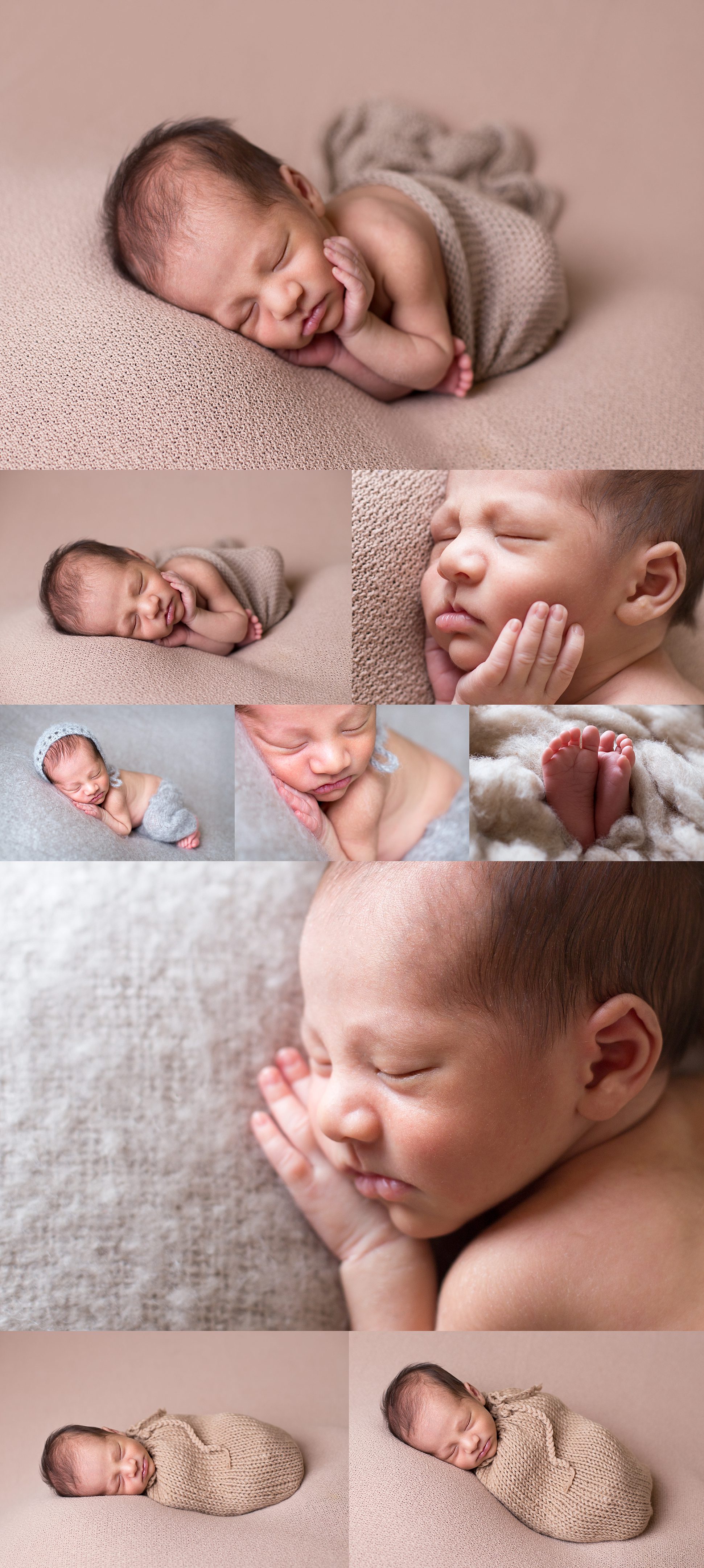 newborn boy with neutral colors
